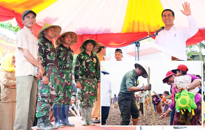 TNI AD Ajak Warga Tanam Padi di Lahan Cetak Sawah Baru yang Dibiayai Kementan